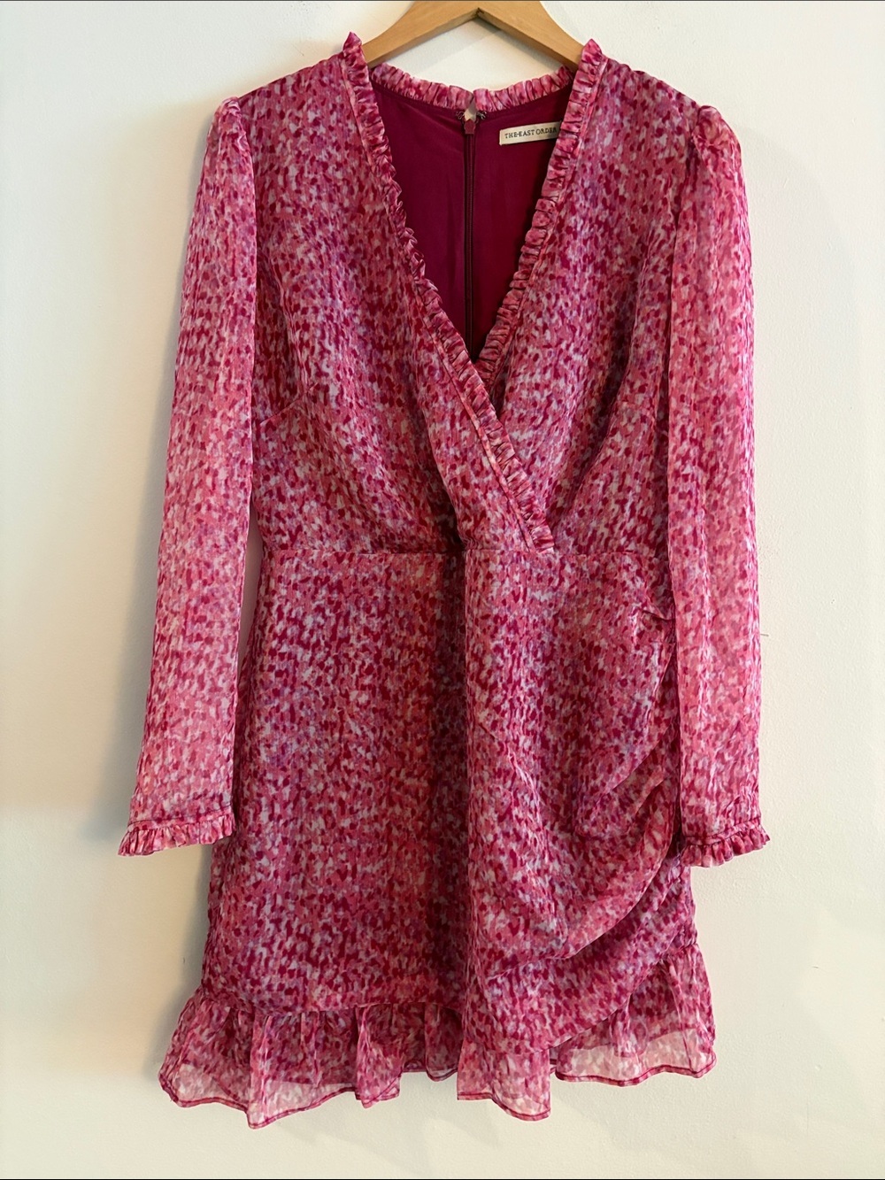 The East Order Long Sleeve Mini Dress Women Size Large Pink Red